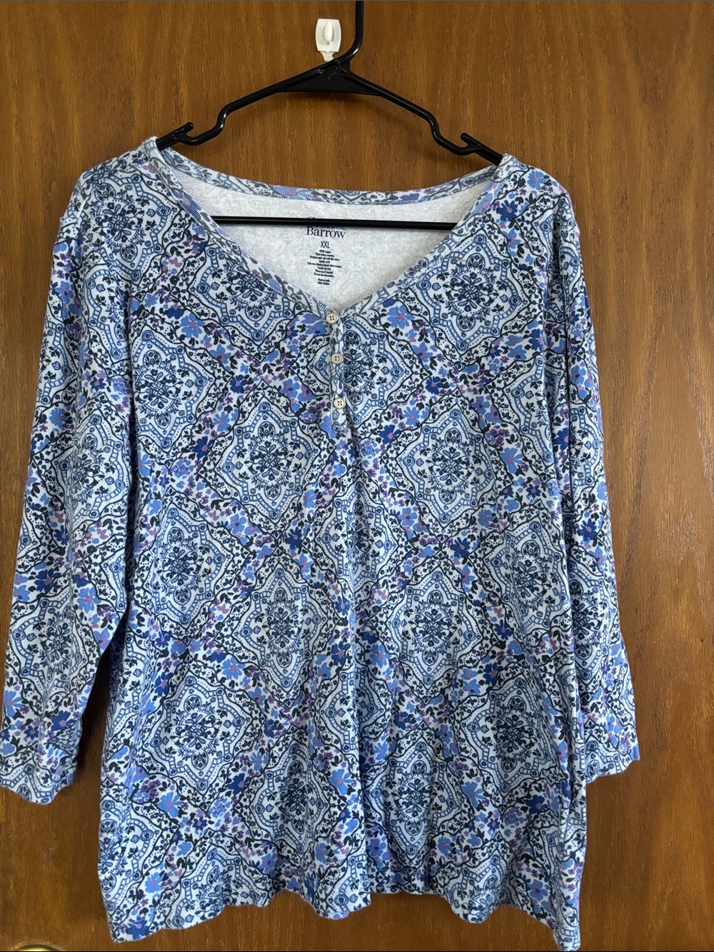 croft & barrow Blue and Lavender Patterned Henley Top